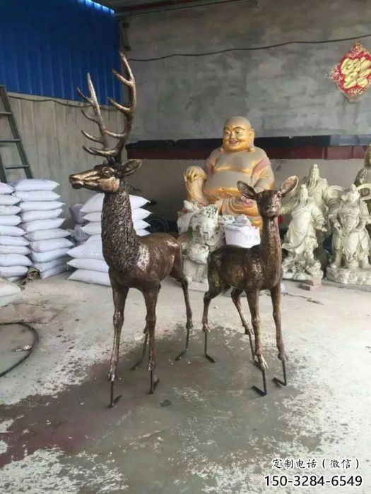 農(nóng)村馴鹿雕塑，鏤空海洋雕塑，抽象效果