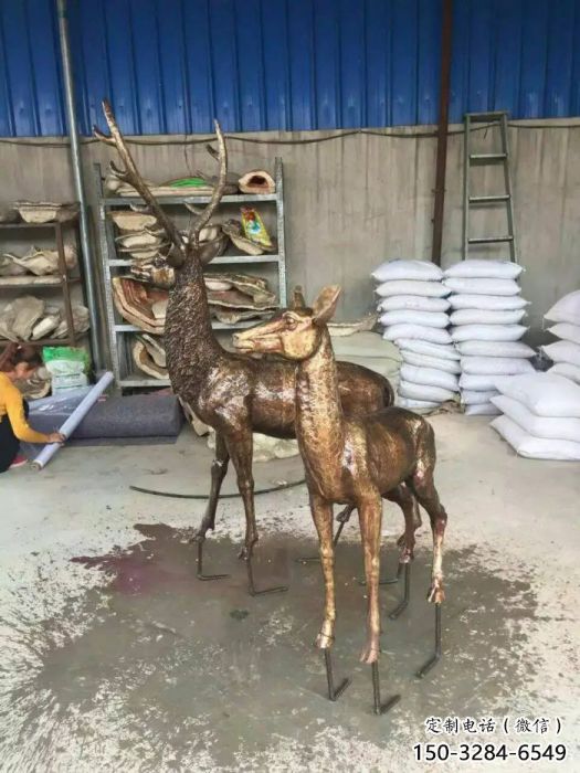 銅鹿雕塑，鑄銅動物雕塑
