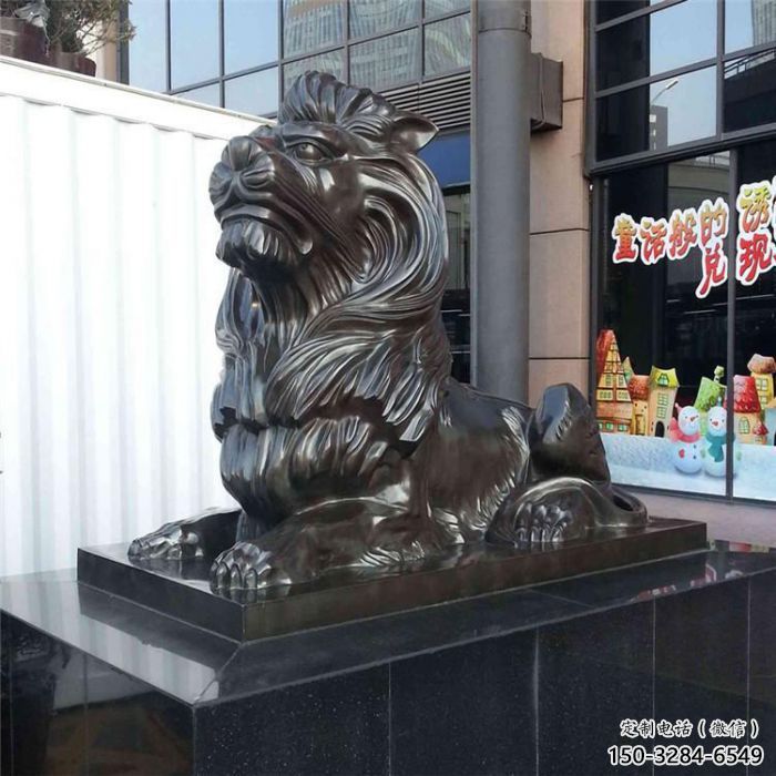 大門口獅子雕塑，仿銅玻璃鋼獅子雕塑加工制作
