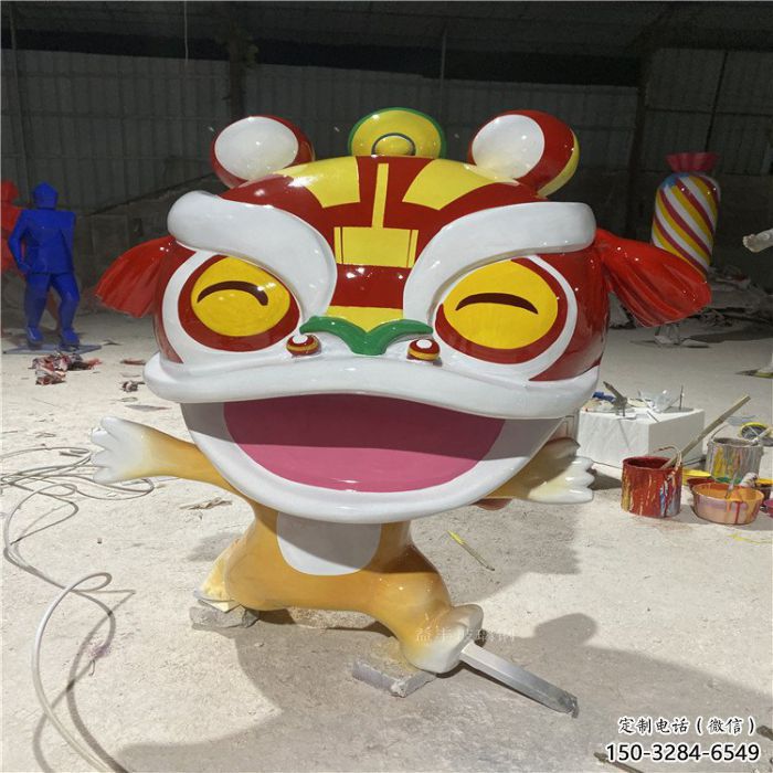 兒童樂園獅子雕塑，動漫景觀雕塑，卡通玻璃鋼景觀雕塑