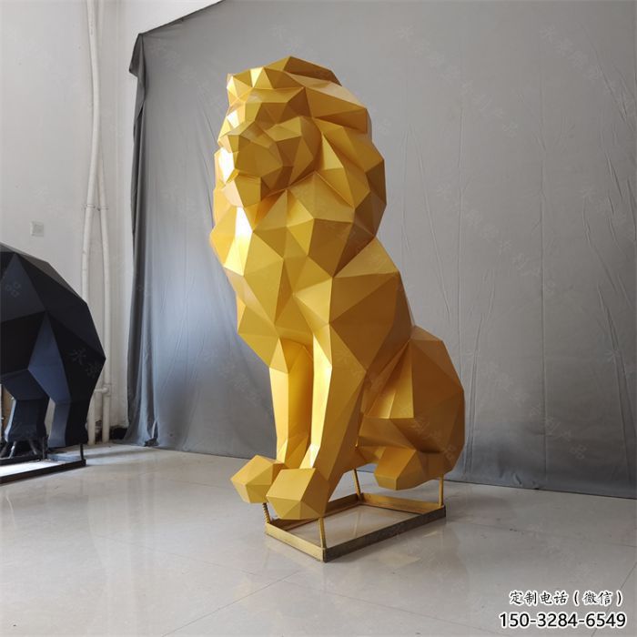 景觀獅子雕塑供應(yīng)，切面動(dòng)物雕塑，不銹鋼獅子雕塑供求