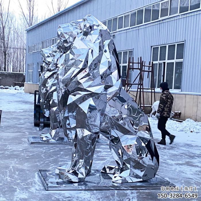 鏡面獅子雕塑通用，動物小品，廣場不銹鋼獅子雕塑優(yōu)價