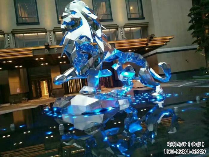 切面獅子雕塑通用，街景小品，不銹鋼獅子雕塑制造