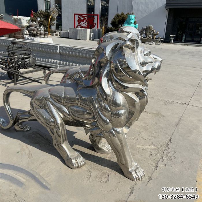 藝術(shù)獅子雕塑觀賞型，街景小品，不銹鋼獅子雕塑常用