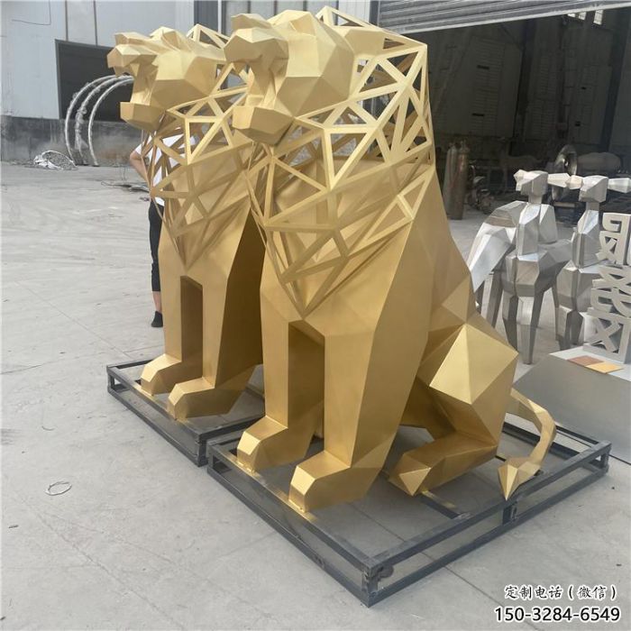 廣場(chǎng)獅子雕塑批發(fā)，動(dòng)物系列，不銹鋼獅子雕塑制作