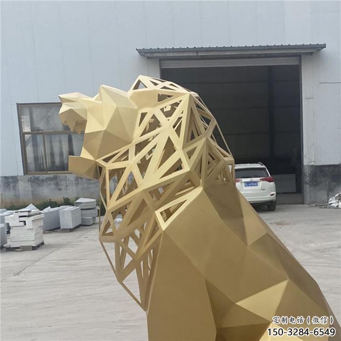 獅子雕塑擺件，烤漆工藝制作，大型不銹鋼獅子雕塑公司