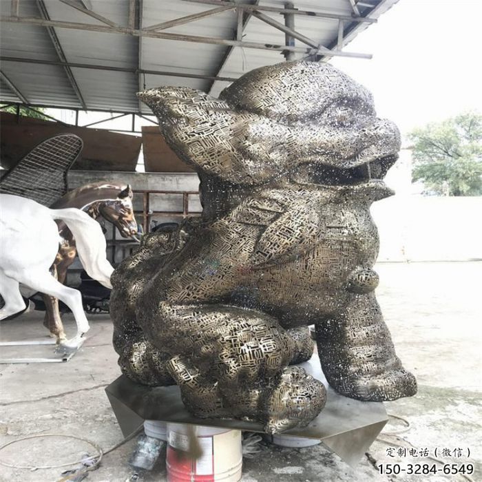 景觀獅子雕塑選定，美陳雕塑，鏤空鋼絲獅子雕塑優(yōu)選