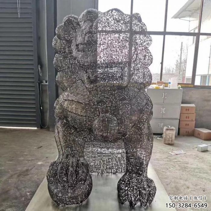 鏤空獅子雕塑預(yù)定，城區(qū)小品，不銹鋼獅子雕塑制造商