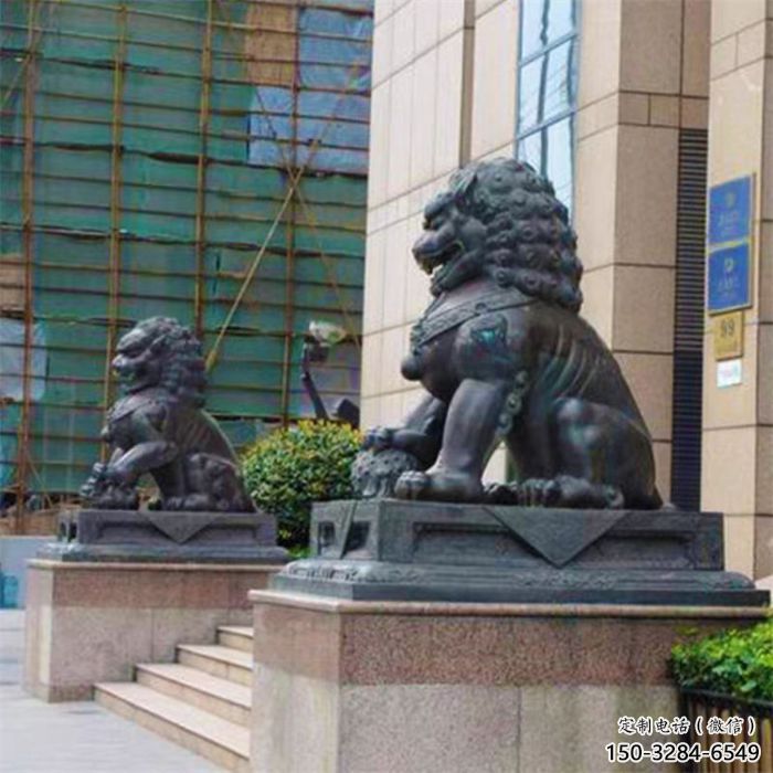 大門口獅子雕塑提供，美陳雕塑，鑄銅蹲獅雕塑承接