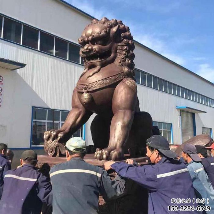 紅銅獅子雕塑供需，標(biāo)識(shí)雕塑，景觀藝術(shù)蹲獅雕塑制造商