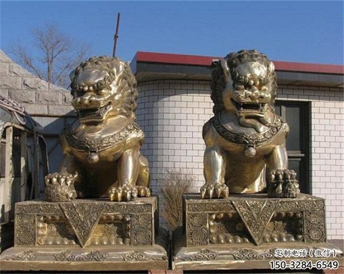 青銅獅子雕塑提供，鑄造藝術(shù)，中式蹲獅雕塑通用