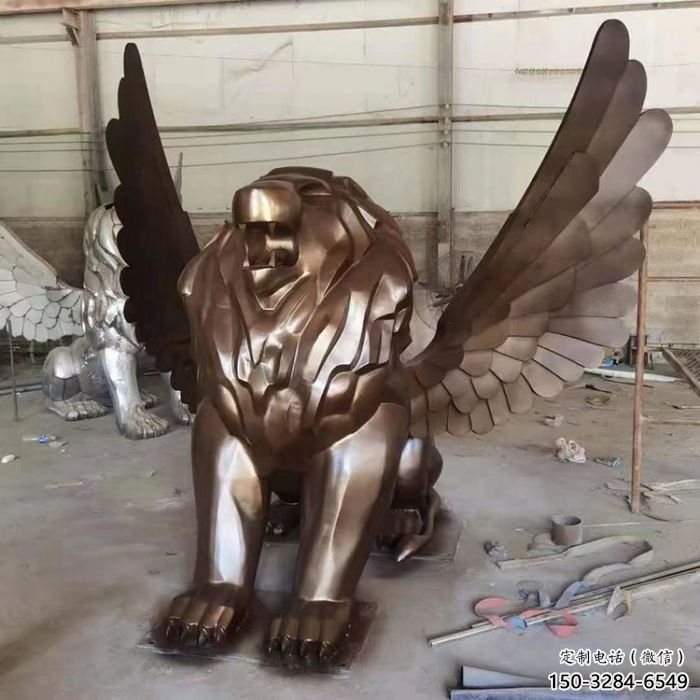 紅銅獅子雕塑優(yōu)價(jià)，鑄造工藝，飛獅雕塑制作