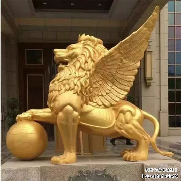 戶外獅子雕塑通用，鑄銅藝術(shù)，黃銅飛獅雕塑供應(yīng)