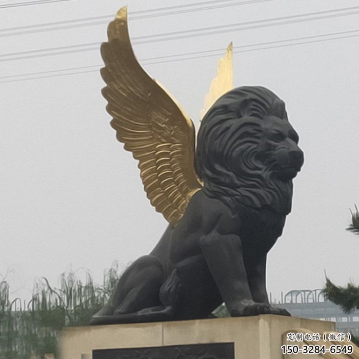 金屬獅子雕塑通用，城市雕塑，大型飛獅雕塑指用