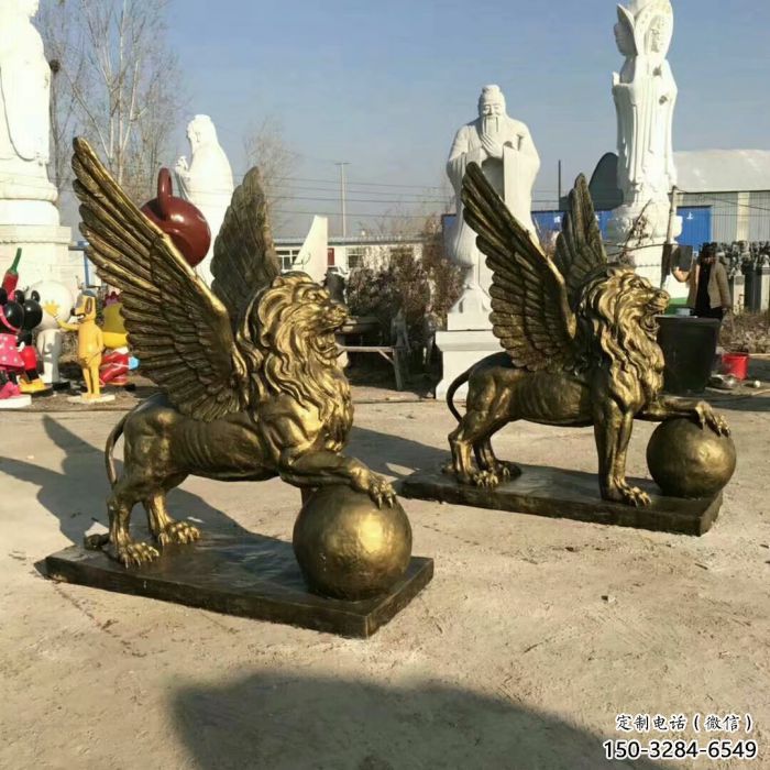 景觀獅子雕塑選用，美陳雕塑，飛獅雕塑展示專供