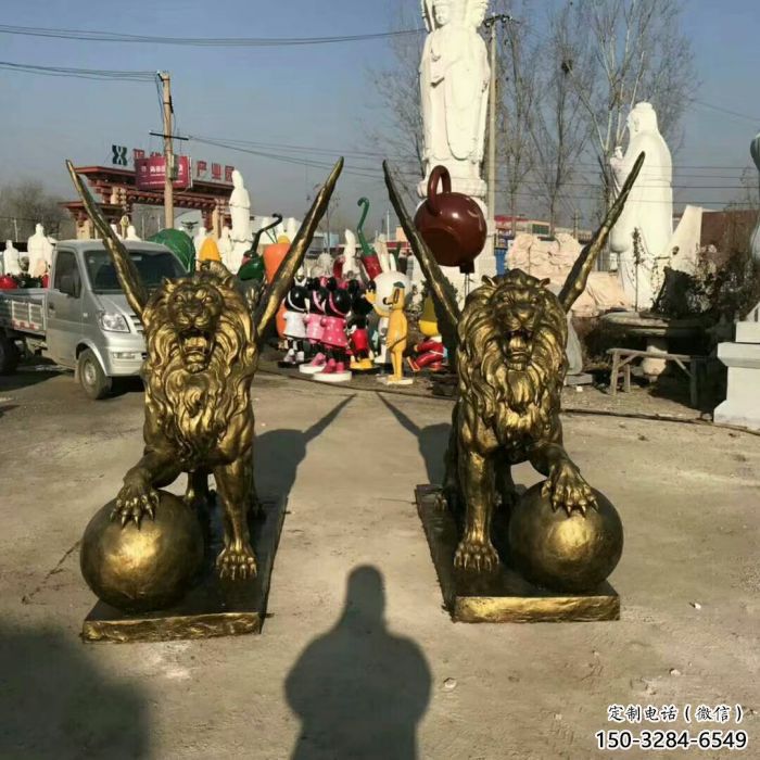 景觀獅子雕塑制造商，動物雕塑，飛獅雕塑供給