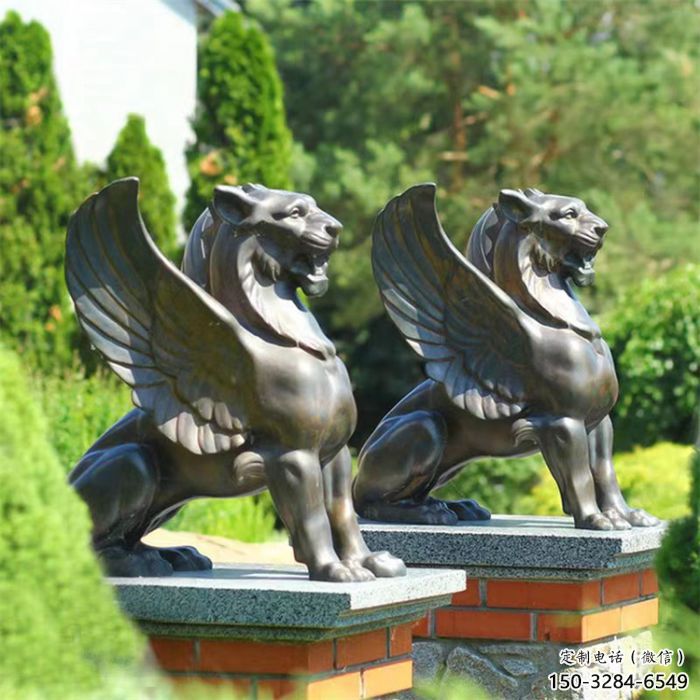 鑄銅獅子雕塑批發(fā)，標(biāo)識(shí)雕塑，展示飛獅雕塑優(yōu)選