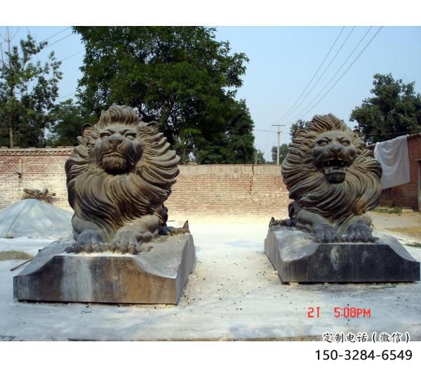戶外獅子雕塑優(yōu)價，景觀概念，趴獅雕塑制作精品