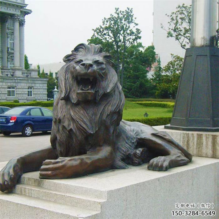 獅子雕塑定制，小區(qū)雕塑，建筑趴獅雕塑提供