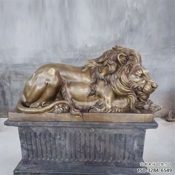 鑄銅獅子雕塑供求，景觀裝飾雕塑，戶外趴獅雕塑制造商