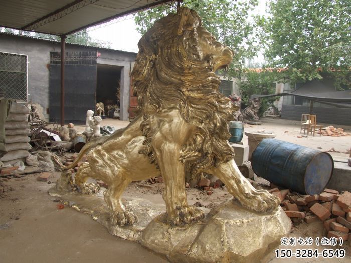 純銅仿古獅子雕塑，動(dòng)物雕塑，大型走獅雕塑標(biāo)準(zhǔn)
