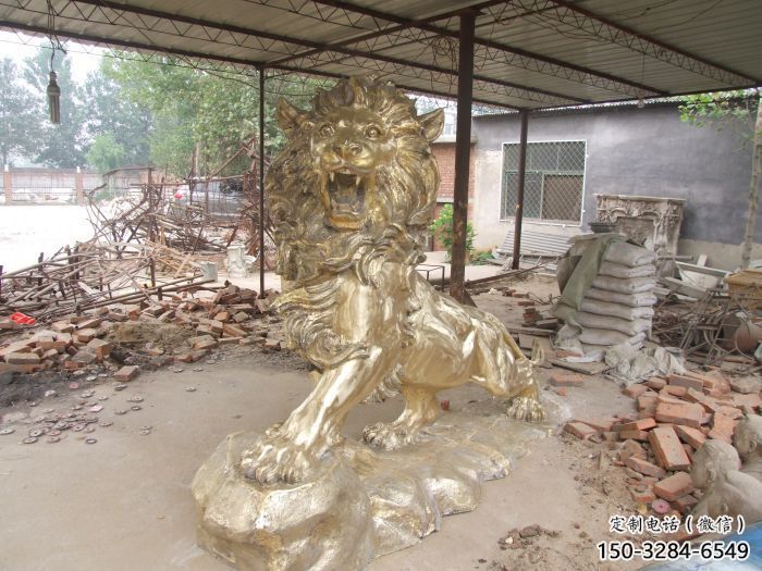 門口獅子雕塑點擊，地標(biāo)動物擺件，走獅雕塑承接