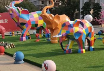 公共大象雕塑訂做，城市裝飾，景觀卡通大象雕塑展品