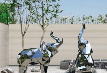 鏡面大象雕塑展品，亮面效果制作，切面大象雕塑精品