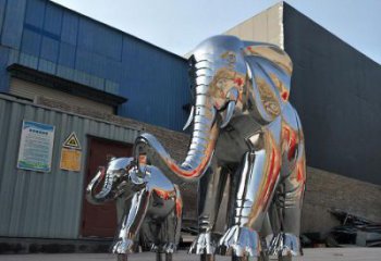 不銹鋼大象雕塑廠家，動物景觀雕塑，不銹鋼動物雕塑加工