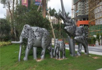 金屬大象雕塑制造，公園雕塑，鏡面大象雕塑展品