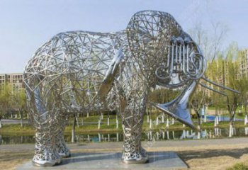大象雕塑承接，動(dòng)物鏤空雕塑，鏤空大象雕塑定制