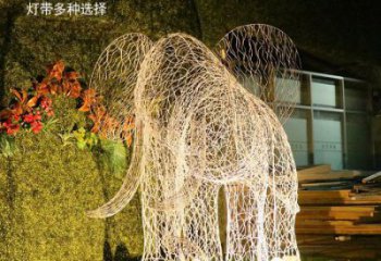 燈光大象雕塑定制，小區(qū)雕塑，鏤空大象雕塑提供