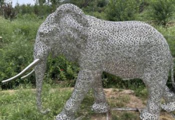 公園大象雕塑定做，小區(qū)擺件，鏤空大象雕塑制作
