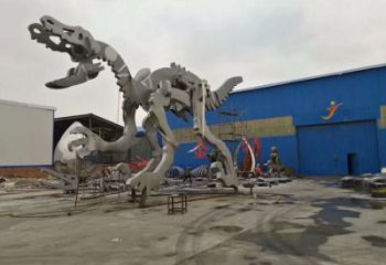 地產(chǎn)恐龍雕塑定做，城區(qū)小品，景觀恐龍骨架雕塑定價(jià)