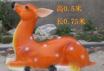 烤漆梅花鹿雕塑，彩繪工藝，玻璃鋼動物雕塑