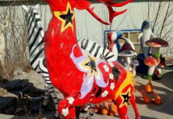 梅花鹿雕塑觀賞型，公園小品，玻璃鋼梅花鹿雕塑生產(chǎn)商