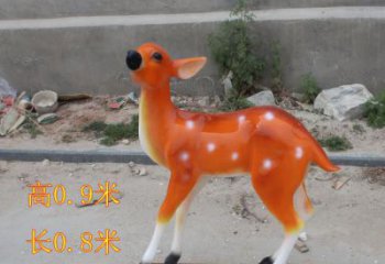 大型小鹿雕塑，彩繪工藝，玻璃鋼動(dòng)物雕塑擺件