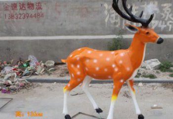 仿真小鹿雕塑，彩繪工藝，玻璃鋼動(dòng)物雕塑廠家