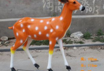 廣場小鹿雕塑，彩繪工藝，玻璃鋼動物雕塑廠家