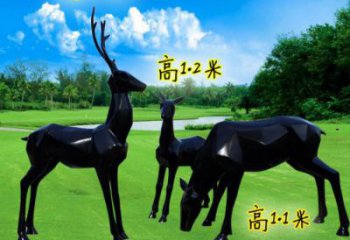 中式小鹿雕塑定價(jià)，街頭雕塑，仿銅小鹿雕塑制作