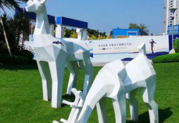 廣場小鹿雕塑制造商，小區(qū)擺件，白鋼抽象小鹿雕塑