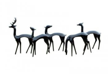 小鹿雕塑展品，公園小品，景觀抽象銅鹿雕塑生產(chǎn)商
