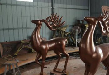 室內(nèi)馴鹿雕塑，拉絲海洋雕塑，抽象效果