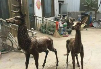 銅鹿雕塑，鑄銅動(dòng)物雕塑