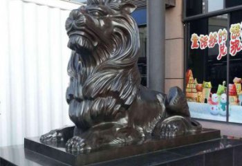 大門口獅子雕塑，仿銅玻璃鋼獅子雕塑加工制作