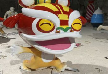吉祥物動物雕塑，卡通獅子雕塑，玻璃鋼彩繪效果