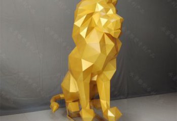 幾何獅子雕塑指用，景觀雕塑，藝術(shù)不銹鋼獅子雕塑點(diǎn)擊