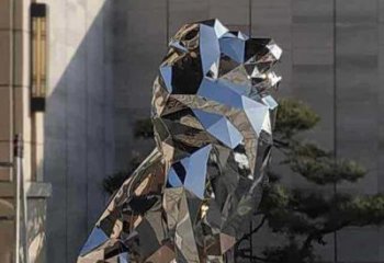 景觀獅子雕塑精選，陸地?cái)[件，公園不銹鋼獅子雕塑精品