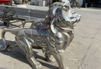 藝術(shù)獅子雕塑觀賞型，街景小品，不銹鋼獅子雕塑常用