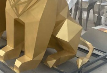 幾何獅子雕塑制造，金屬構(gòu)件，不銹鋼獅子雕塑提供